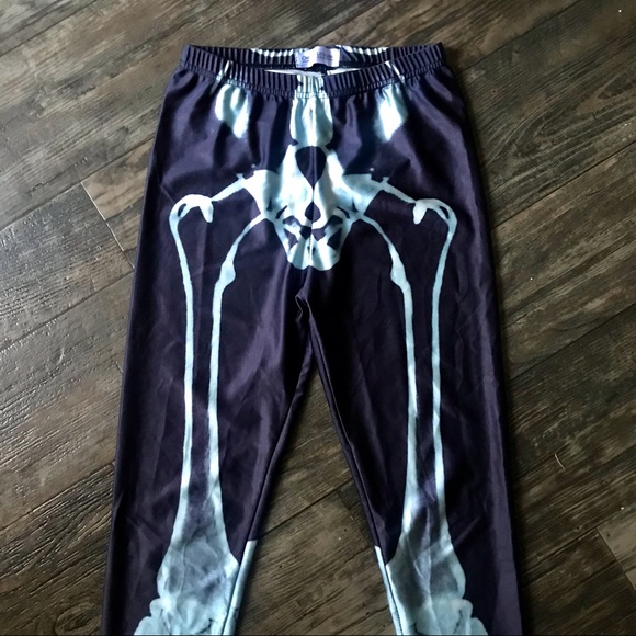 Skeleton Bone Halloween Leggings XS - Picture 2 of 12
